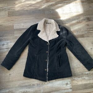 Rampage Black Jacket with Cream Sherpa Collar